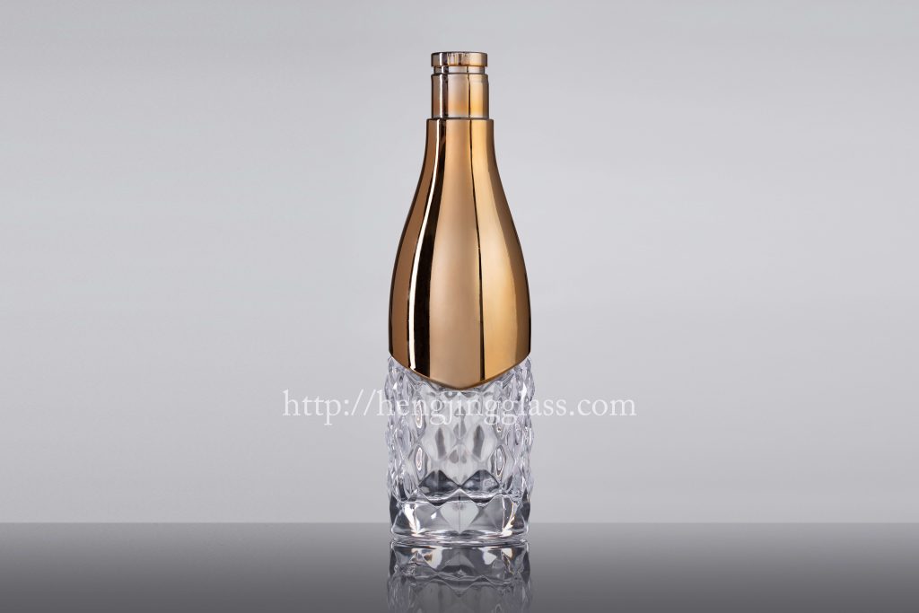 700ml HJ-Y043 Electroplating Golden Color Glass Bottle
