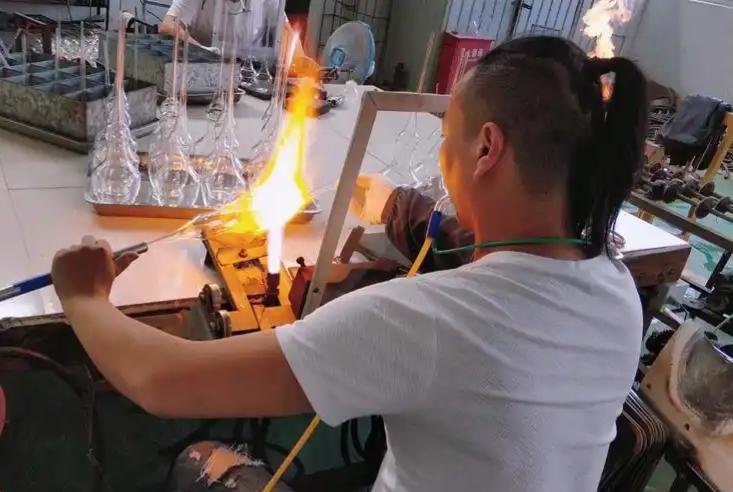 Hand-blown glass bottles