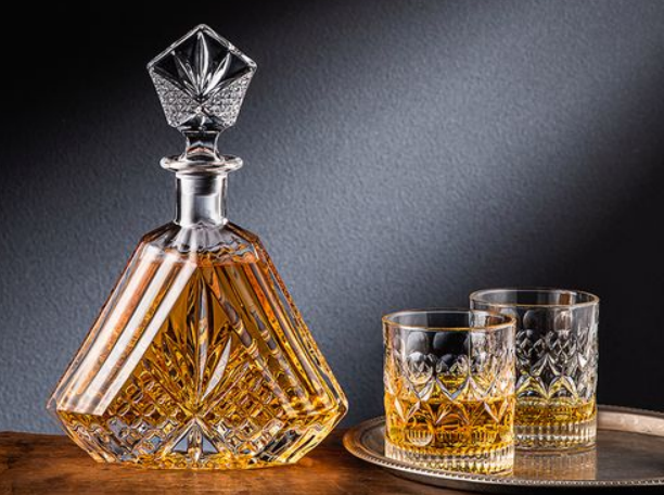 custom whiskey bottle and glasses