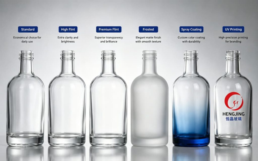 sample bottles showing different finishes