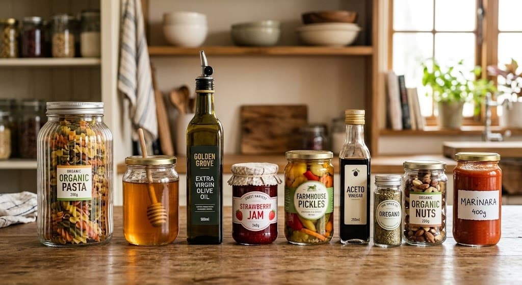 Various food glass packaging