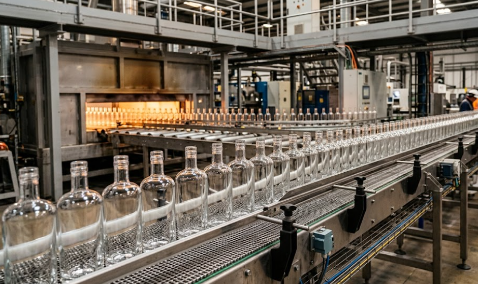 Why is alcohol in glass bottles production line