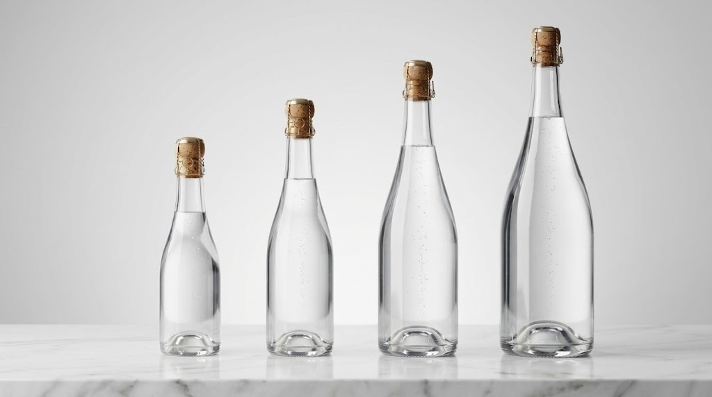 clear flint glass champagne bottle sizes