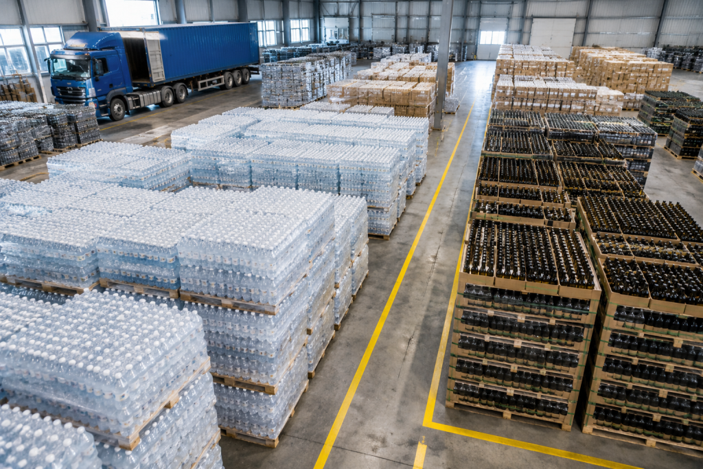 mass distribution of glass and plastic bottles