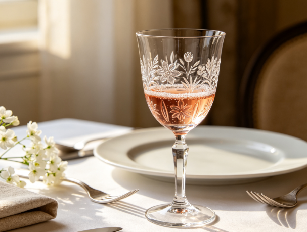types of embossed wine glasses