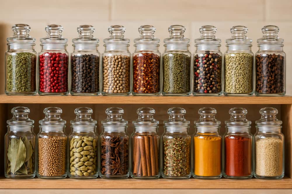 Victorian Jars filled with various spices