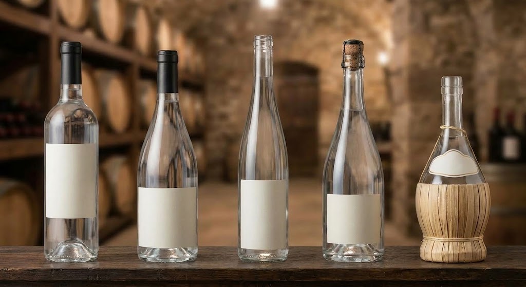 Custom glass wine and liquor bottles with embossed logos