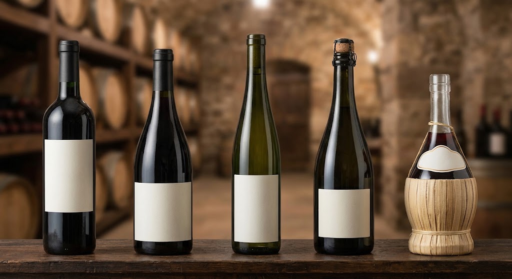 Custom glass wine and liquor bottles with embossed logos