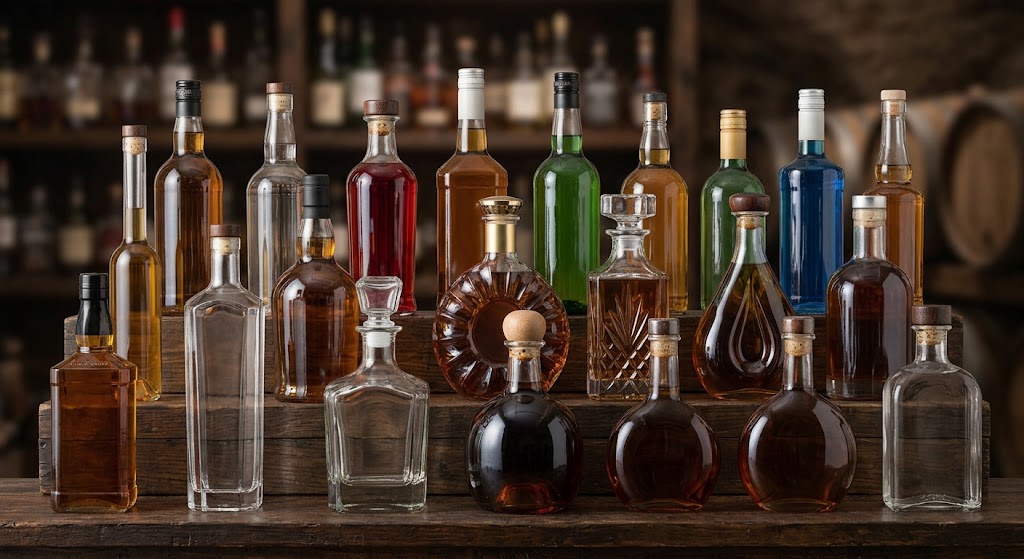 Different liquor bottle shapes