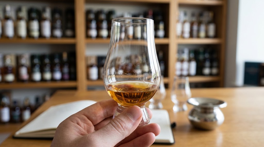 Glencairn whiskey tasting glass for drinking whiskey neat