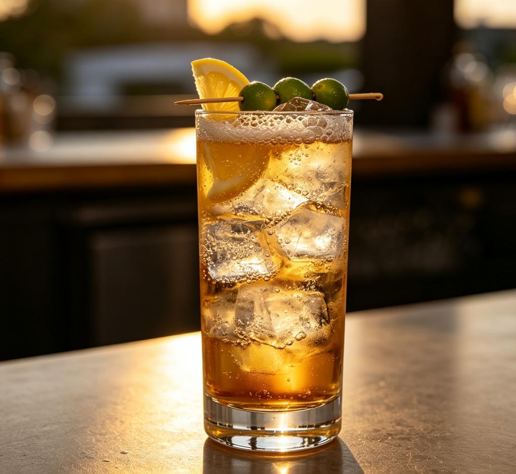Highball glass for whiskey cocktails with ice and soda