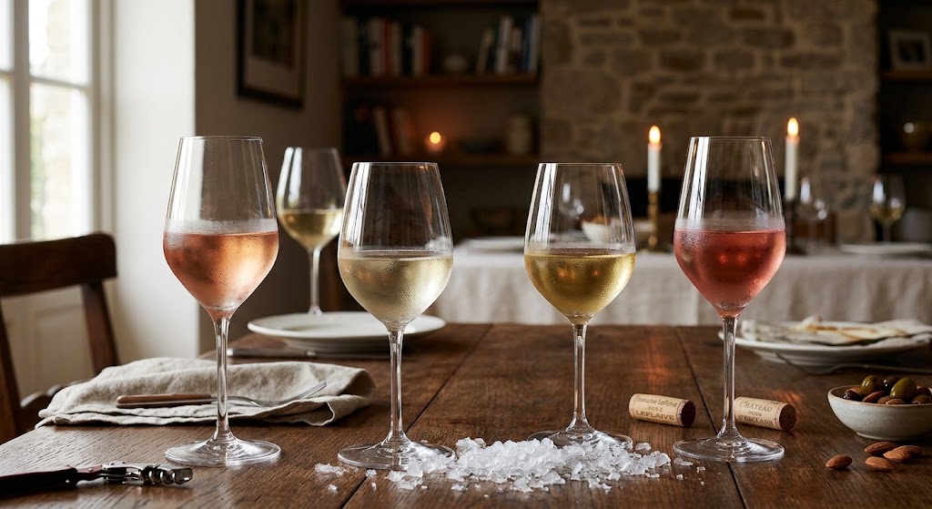 White wine glass and rosé wine glass