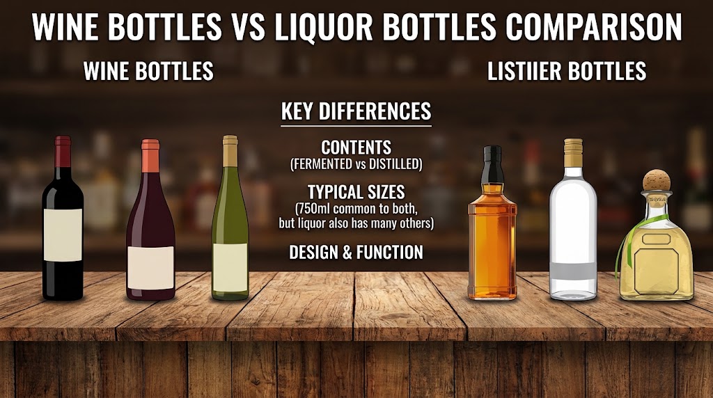 Wine bottles vs liquor bottles comparison