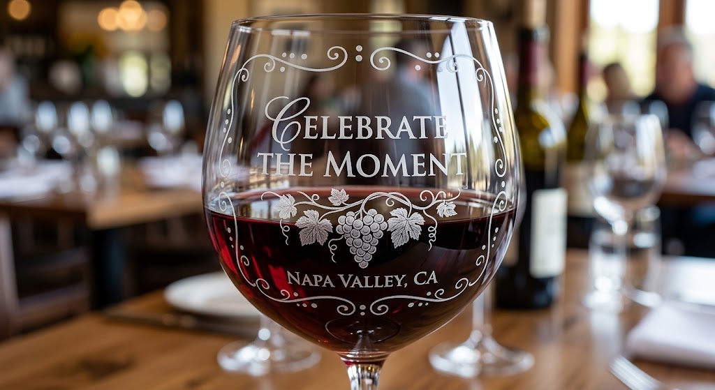 Wine glass engraving with custom messages